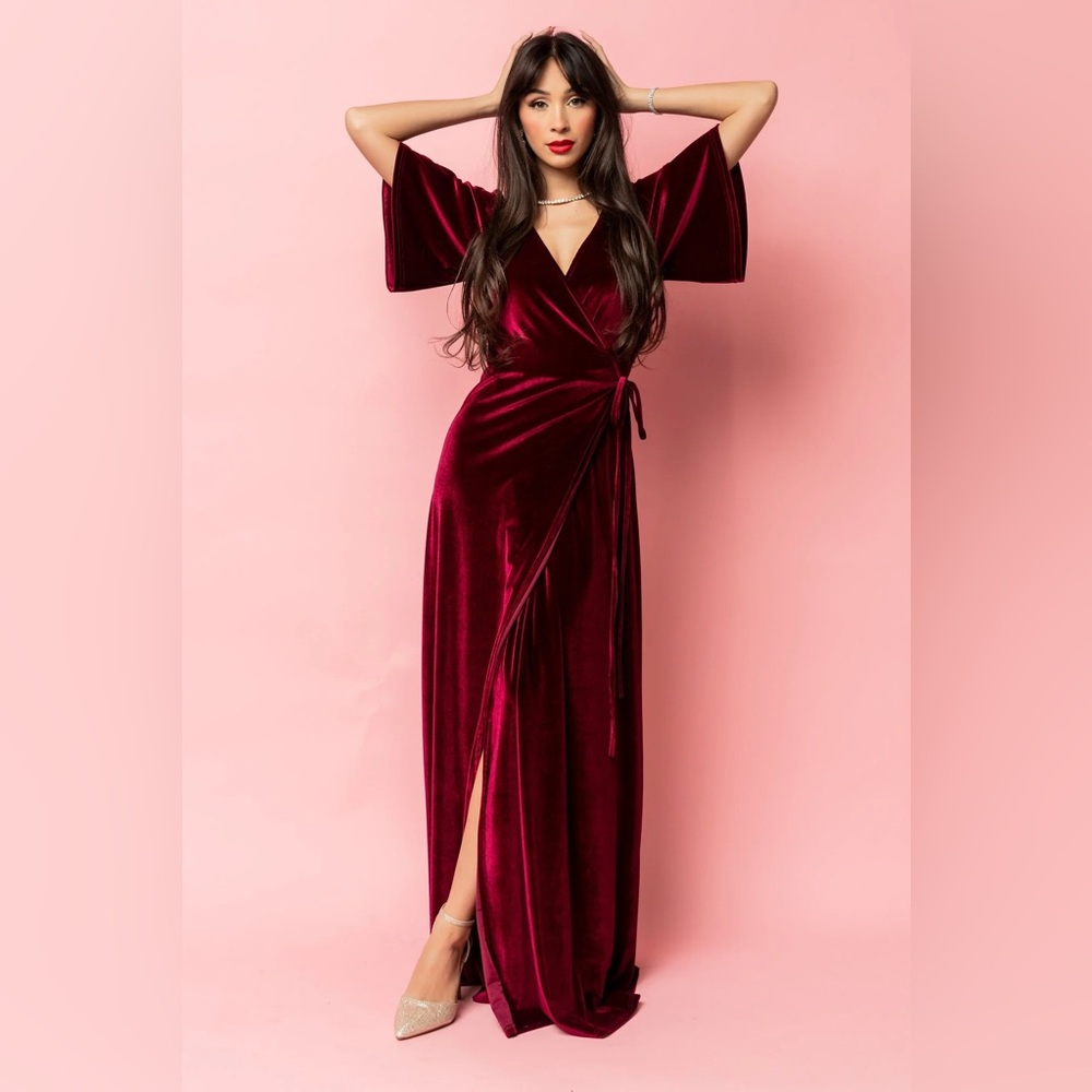 Baltic Born Meaghan Velvet Wrap Maxi Dress